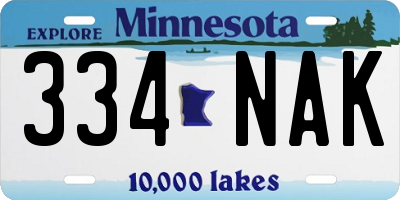 MN license plate 334NAK
