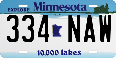 MN license plate 334NAW