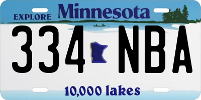 MN license plate 334NBA