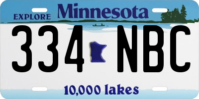 MN license plate 334NBC