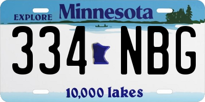 MN license plate 334NBG