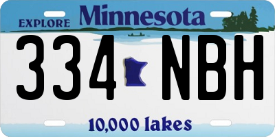 MN license plate 334NBH