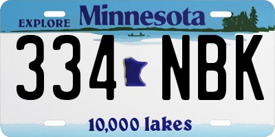 MN license plate 334NBK