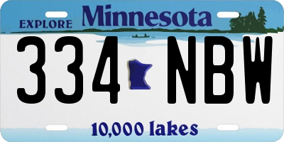 MN license plate 334NBW