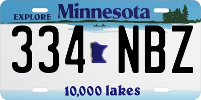MN license plate 334NBZ