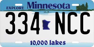 MN license plate 334NCC