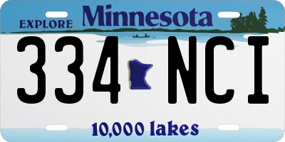 MN license plate 334NCI