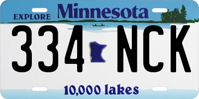 MN license plate 334NCK