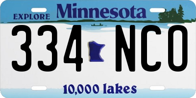 MN license plate 334NCO