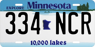 MN license plate 334NCR