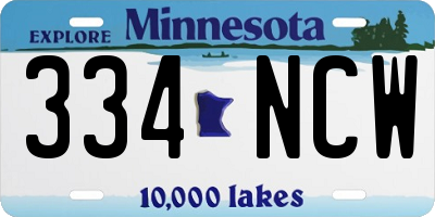 MN license plate 334NCW