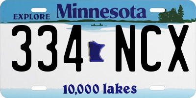 MN license plate 334NCX