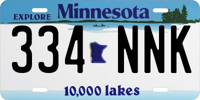 MN license plate 334NNK