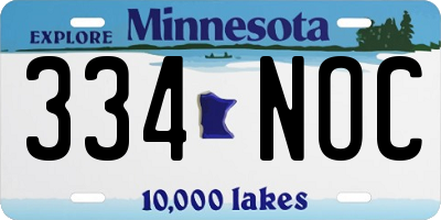 MN license plate 334NOC