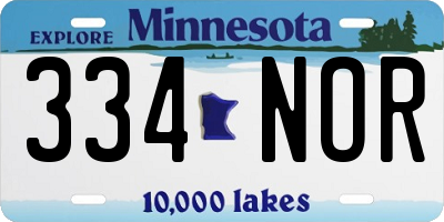 MN license plate 334NOR