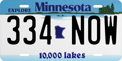 MN license plate 334NOW