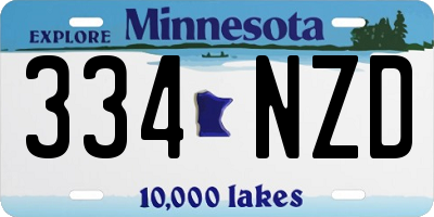 MN license plate 334NZD