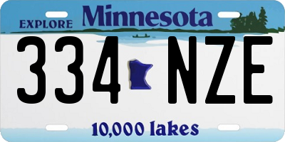 MN license plate 334NZE