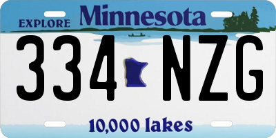 MN license plate 334NZG