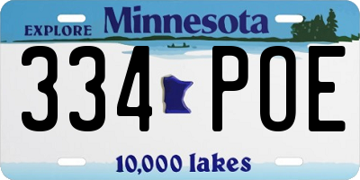 MN license plate 334POE