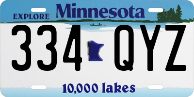 MN license plate 334QYZ