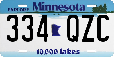 MN license plate 334QZC