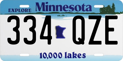 MN license plate 334QZE