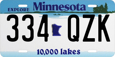 MN license plate 334QZK