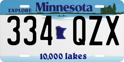 MN license plate 334QZX