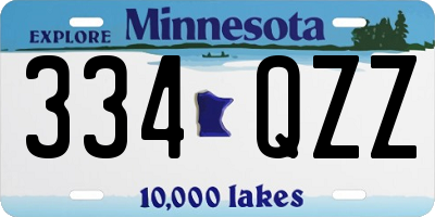 MN license plate 334QZZ