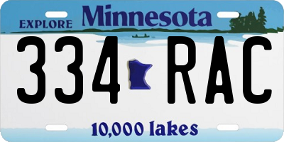 MN license plate 334RAC