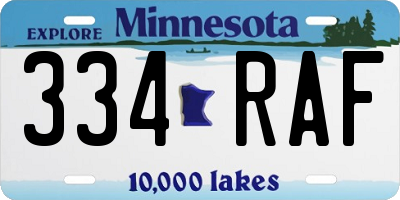 MN license plate 334RAF