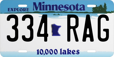 MN license plate 334RAG