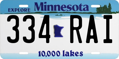 MN license plate 334RAI