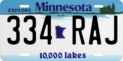 MN license plate 334RAJ
