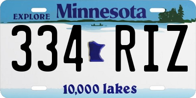 MN license plate 334RIZ