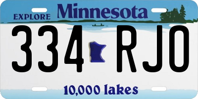 MN license plate 334RJO