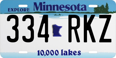 MN license plate 334RKZ
