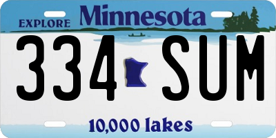 MN license plate 334SUM