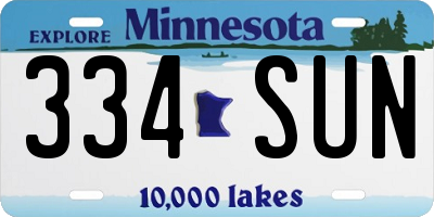 MN license plate 334SUN