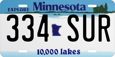 MN license plate 334SUR