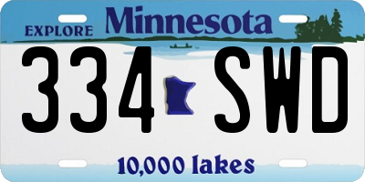 MN license plate 334SWD