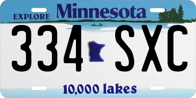 MN license plate 334SXC