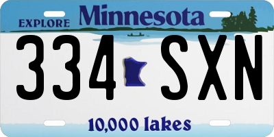 MN license plate 334SXN