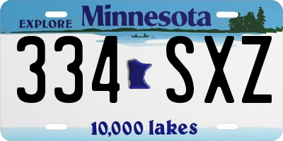MN license plate 334SXZ