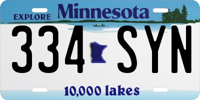 MN license plate 334SYN