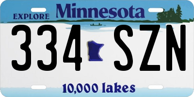 MN license plate 334SZN