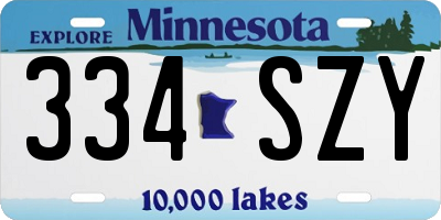 MN license plate 334SZY