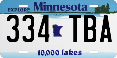 MN license plate 334TBA
