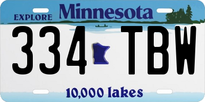 MN license plate 334TBW
